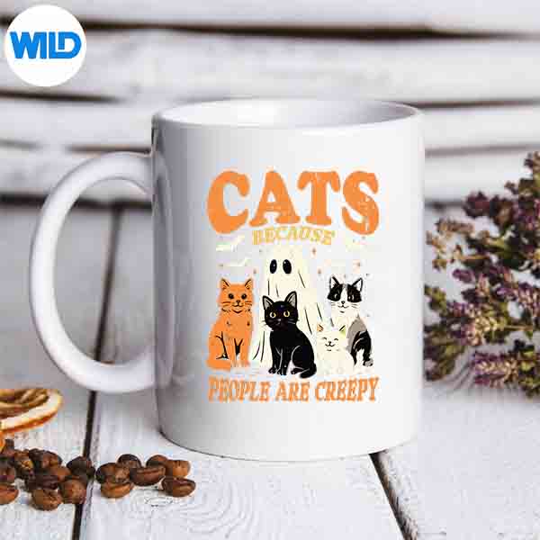 CatsBecausePeopleAreCreepyHalloweenCatLoversmug