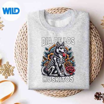 Dia De Los Muertos Huskitos Mexican Huskies Digital Design 4 DiaDeLosMuertosHuskitosMexicanHuskiessweater