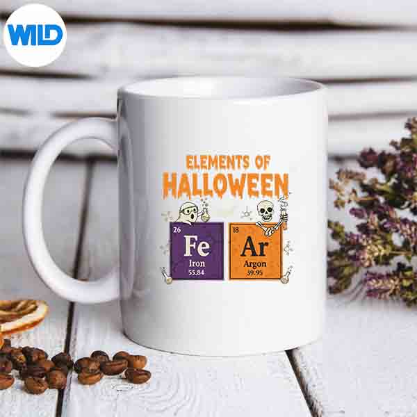 Elements Of Halloween Fear Periodically Halloween Chemistry SVG PNG Digital Design 6 ElementsOfHalloweenFearPeriodicallyHalloweenChemistrymug