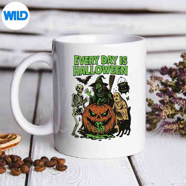 Every Day Is Halloween Witch Pumpkin Eating Ghost Costume Vector Design 6 EveryDayIsHalloweenWitchPumpkinEatingGhostCostumemug