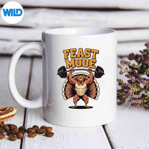 FeastModeMuscleTurkeyWorkoutThanksgivingGymFitnessmug