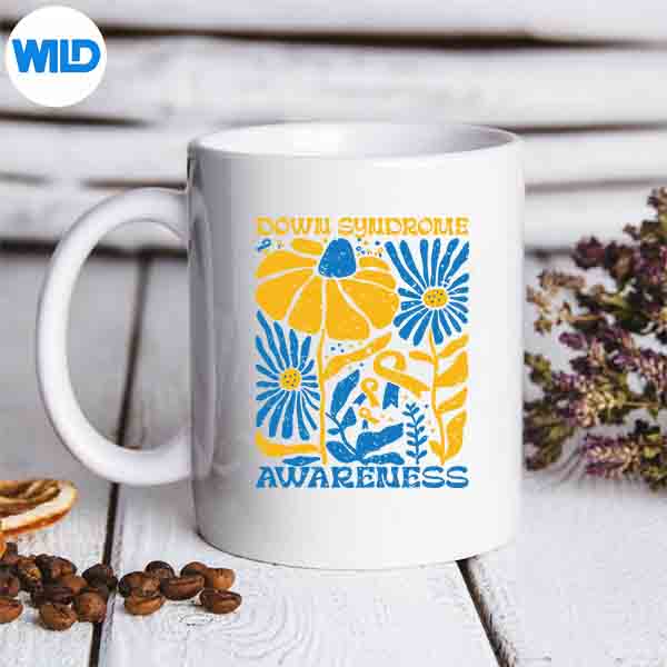 FlowerBlueAndYellowFlowersMotivationalDownSyndromemug
