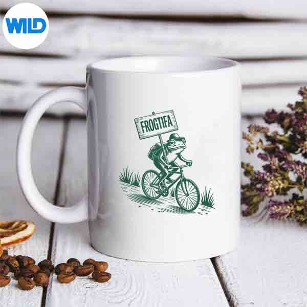 FrogOnBikeResistPortlandVintageFrogtifaProtestmug