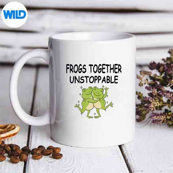 FrogsTogetherUnstoppableVintagePortlandFrogPridemug