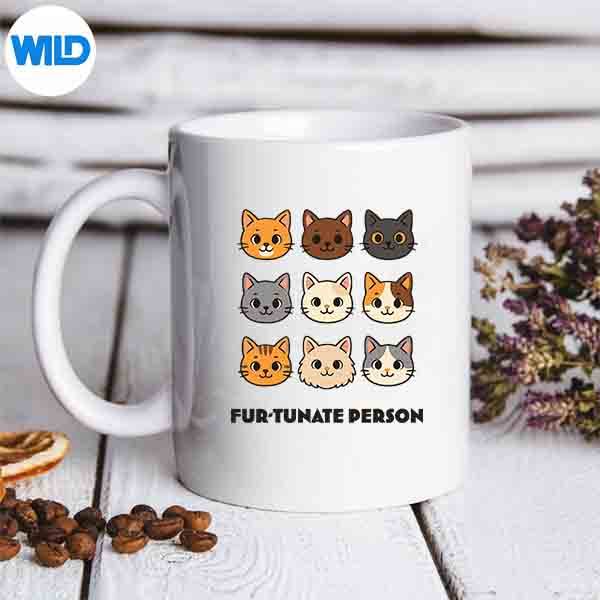 Furtunate Person Cat Lover Cartoon Kitten Faces Digital Design 6 FurtunatePersonCatLoverCartoonKittenFacesmug