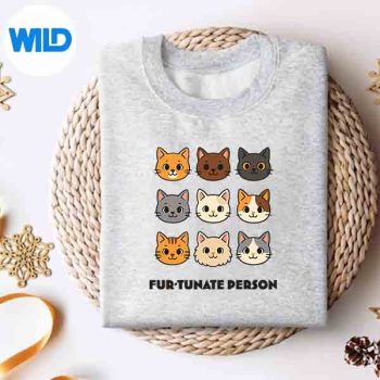 Furtunate Person Cat Lover Cartoon Kitten Faces Digital Design 4 FurtunatePersonCatLoverCartoonKittenFacessweater