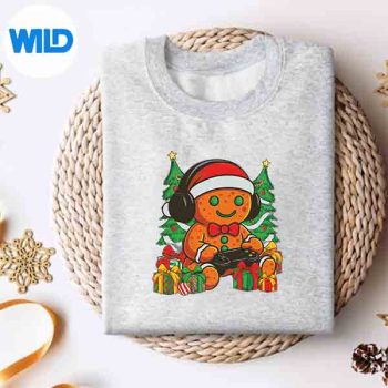 Gingerbread Playing Video Game Gamer Merry Christmas Pajamas SVG PNG Digital Design 4 GingerbreadPlayingVideoGameGamerMerryChristmasPajamassweater