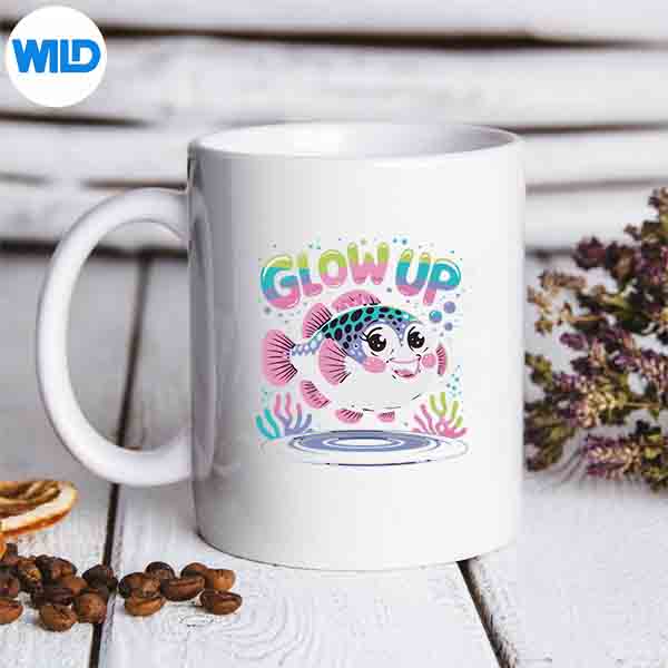 Glow Up Cute Fish Illustration Fun Vector Design 6 GlowUpCuteFishIllustrationFunmug