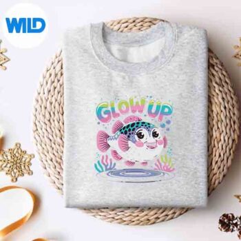 Glow Up Cute Fish Illustration Fun Vector Design 4 GlowUpCuteFishIllustrationFunsweater