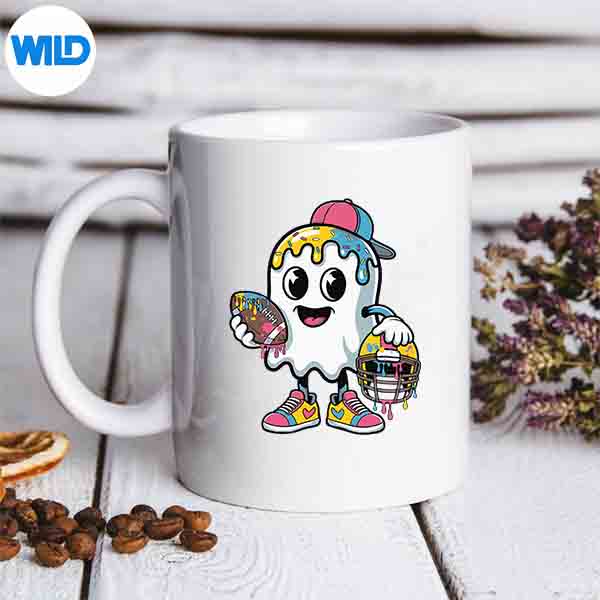 HalloweenGhostFootballDripIceCreamDrippingFootballmug