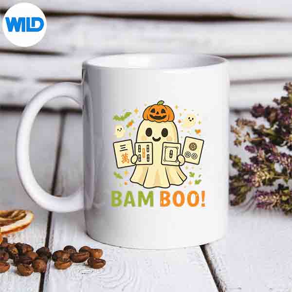Halloween Ghost Playing Mahjong Spooky Boo Costume SVG PNG 7 HalloweenGhostPlayingMahjongSpookyBooCostumemug