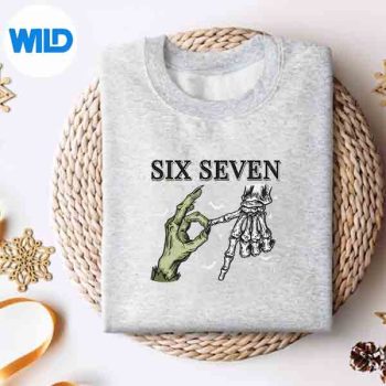 HalloweenSixSeven67MemeSkeletonHandsSignsweater