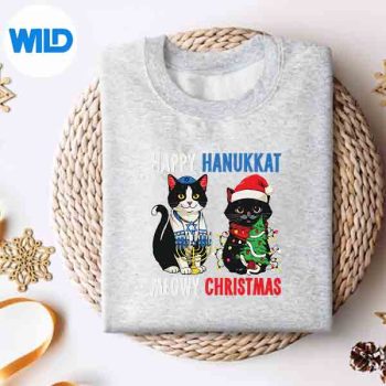 HappyHanukkatMeowyChristmasHanukkahPajamasCatssweater