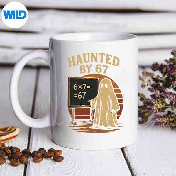 HauntedBy67GhostMathJokeStudentHalloweenNerdTeachermug