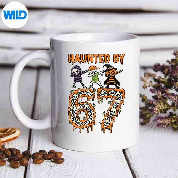HauntedBy67HalloweenSkeletonDabbingMememug