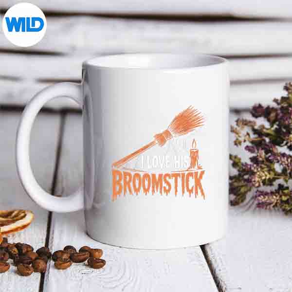 I Love His Broomstick Her Pumpkins Halloween Couples Funny Vector Design 6 ILoveHisBroomstickHerPumpkinsHalloweenCouplesFunnymug