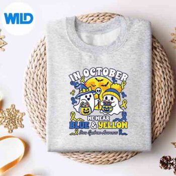 In October We Wear Blue Yellow Down Syndrome Awareness Vector Design 4 InOctoberWeWearBlueYellowDownSyndromeAwarenesssweater