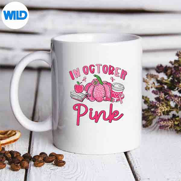 In October We Wear Pink Breast Cancer Awareness Teacher Silhouette SVG PNG 6 InOctoberWeWearPinkBreastCancerAwarenessTeachermug