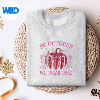 InOctoberWeWearPinkPumpkinBookBreastCancerAwarenesssweater