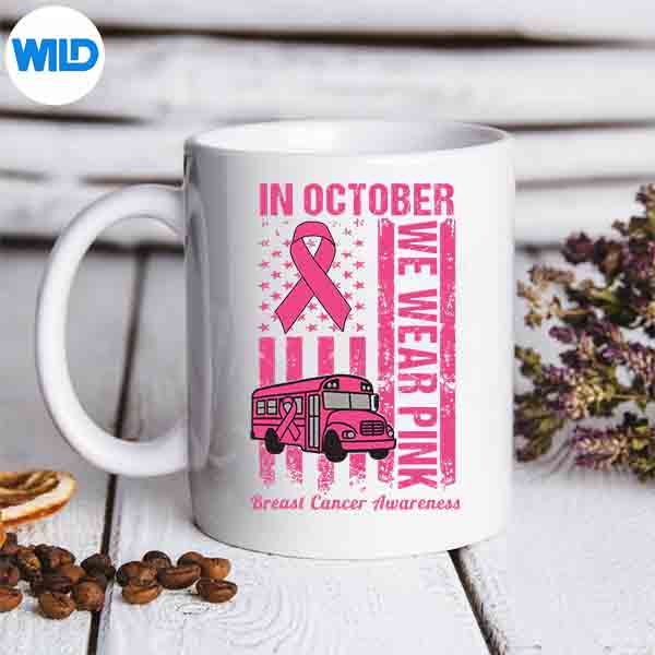 InOctoberWeWearPinkSchoolBusDriverBreastCancermug