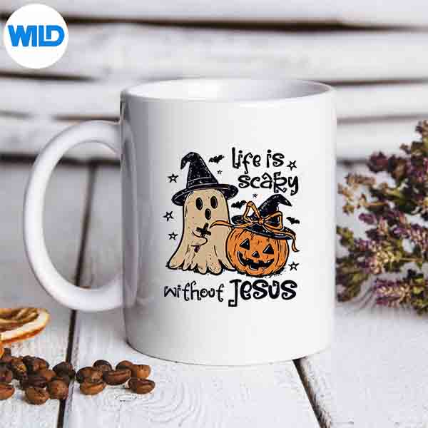 Life Is Scary Without Jesus Christian Halloween Silhouette SVG PNG Cut File 6 LifeIsScaryWithoutJesusChristianHalloweenmug