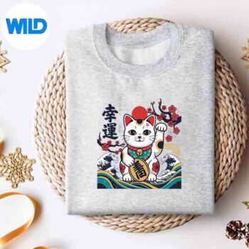 LuckyManekiNekoJapaneseFortuneCatArtsweater