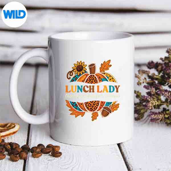 LunchLadyPumpkinLeopardPrintThanksgivingFallAutumnmug