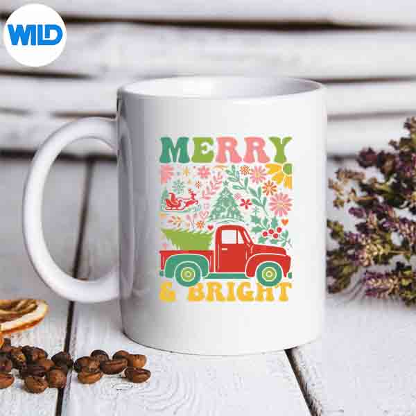 MerryAndBrightVintageTruckBohoChristmasmug