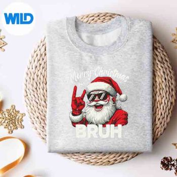 MeryChristmasBruhRetroSantaRockOnXmassweater