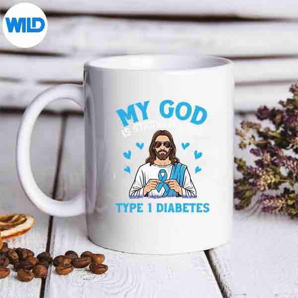 MyGodIsStrongerThanType1DiabetesBlueRibbonJesusmug