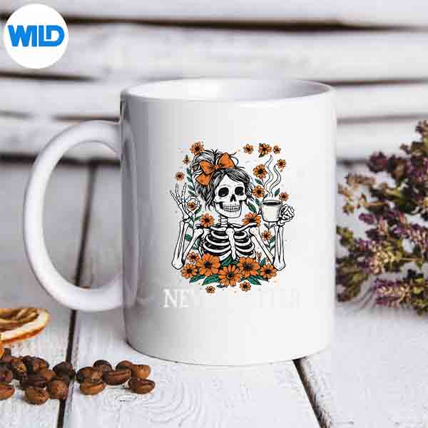 NeverBetterSkeletonMessyBunDrinkingCoffeeFunnymug
