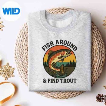 Retro Fish Around Find Trout Fishing Silhouette SVG PNG Cut File 4 RetroFishAroundFindTroutFishingsweater