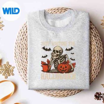 Retro Just Waiting For Halloween Skeleton Drinking Coffee Digital Design 4 RetroJustWaitingForHalloweenSkeletonDrinkingCoffeesweater