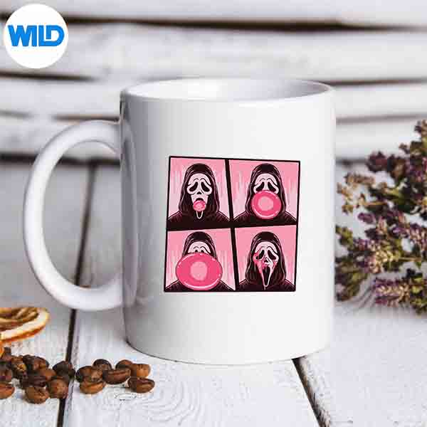 Scary Face Bubble Gum In October We Wear Pink Ghost Meme SVG Cut File 7 ScaryFaceBubbleGumInOctoberWeWearPinkGhostMememug