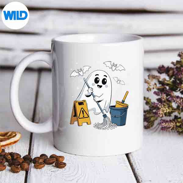 SchoolCustodianJanitorGhostHalloweenmug