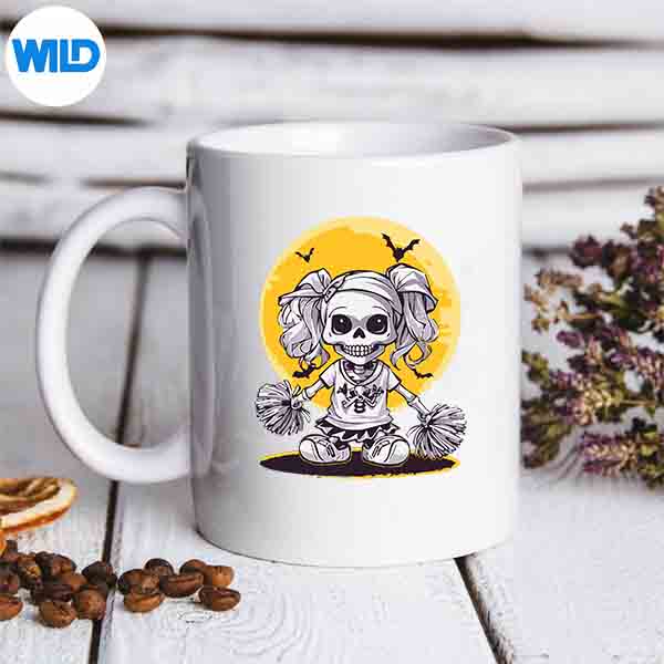 Skeleton Cheerleader Halloween Cheer Skeleton Vector Design 7 SkeletonCheerleaderHalloweenCheerSkeletonmug