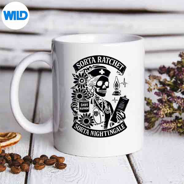 SortaRatchetSortaNightingaleSkeletonNurseHalloweenRetromug