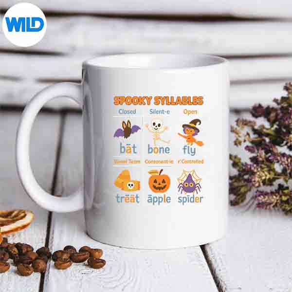SpookySyllablesTeacherHalloweenEducationalmug