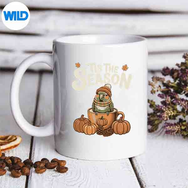 TisTheSeasonGreenCheekConureFallCoffeePumpkinSpicemug