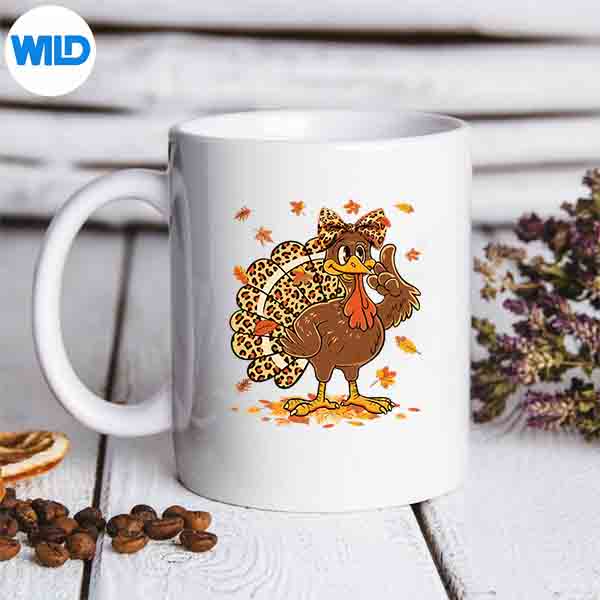 TurkeyWithLeopardBandanaTailThanksgivingGirlsmug
