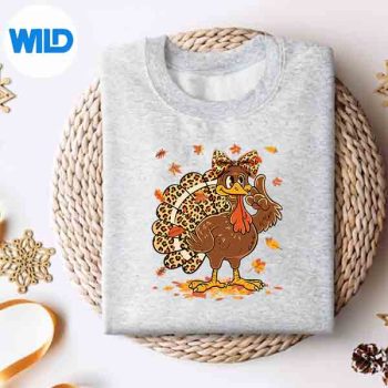 Turkey With Leopard Bandana Tail Thanksgiving Girls PNG SVG for Cricut 4 TurkeyWithLeopardBandanaTailThanksgivingGirlssweater