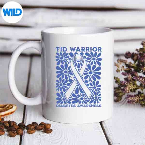 Warrior Diabetes Awareness Ribbon Blue Ribbon Support Silhouette SVG PNG Cut File 6 WarriorDiabetesAwarenessRibbonBlueRibbonSupportmug