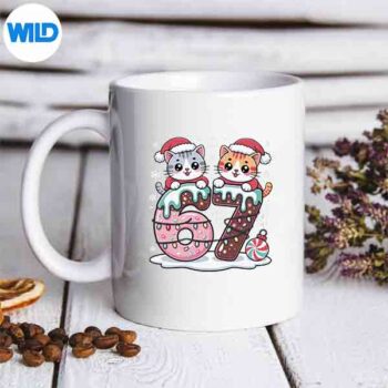 67 Meme Kawaii Cats Christmas Ice Cream Drip 6 7 Silhouette SVG PNG Cut File 5 67MemeKawaiiCatsChristmasIceCreamDrip67mug