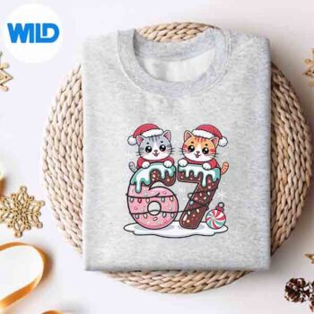 67 Meme Kawaii Cats Christmas Ice Cream Drip 6 7 Silhouette SVG PNG Cut File 4 67MemeKawaiiCatsChristmasIceCreamDrip67sweater