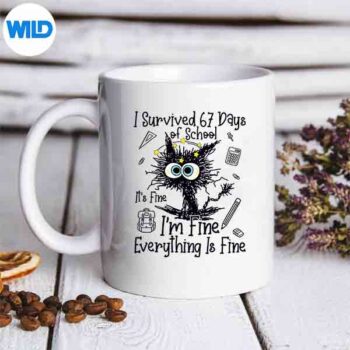 Cat I Survived 67 Days Of School Teachers Students Six Seven SVG PNG 5 CatISurvived67DaysOfSchoolTeachersStudentsSixSevenmug
