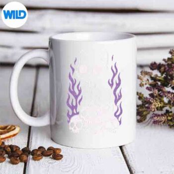 CatKittySkullsCreepyCuteKawaiiPastelGothPurpleFlamemug