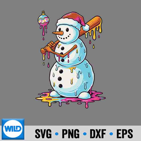 Christmas Baseball Snowman Drip Silhouette SVG PNG 7 ChristmasBaseballSnowmanDrip