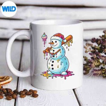 Christmas Baseball Snowman Drip Silhouette SVG PNG 5 ChristmasBaseballSnowmanDripmug