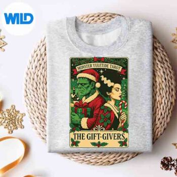 ChristmasFrankensteinAndBrideTheLoversTarotCardsweater