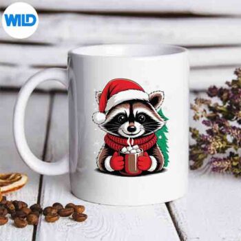 Cozy Raccoon With Hot Cocoa Christmas Silhouette SVG PNG Cut File 5 CozyRaccoonWithHotCocoaChristmasmug